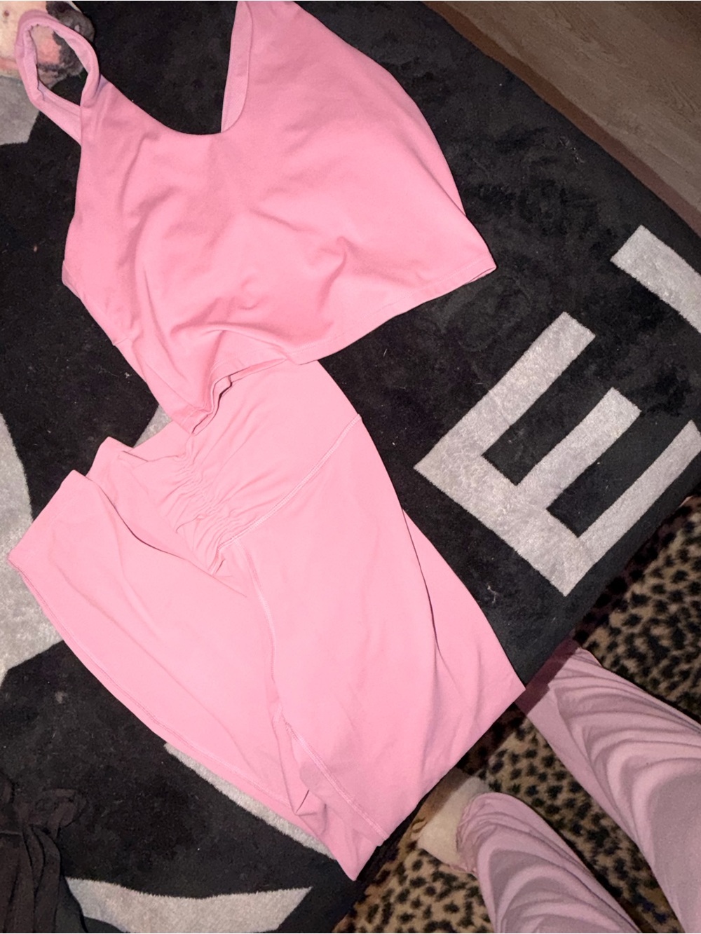 Pink Athletic Crop Top and Leggings Set